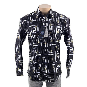 Megaannum - Men’s Slim Fit Printed Checkered Casual Shirt – Spread Collar