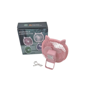 Familicasa - Adorable Rechargeable Lighting Fan – Cute USB Desk Fan with LED Light