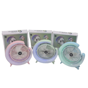 Familicasa - Stylish LED Desk Fan – Portable Colorful Quiet Fan with Soft Light & USB Power