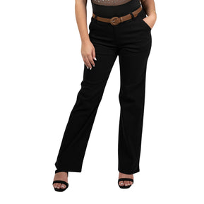 ChicaLuv - High-Rise Hyper-Stretch Wide-Leg Trousers with Belt – Women's Comfort Fit Statement Pants XV2041