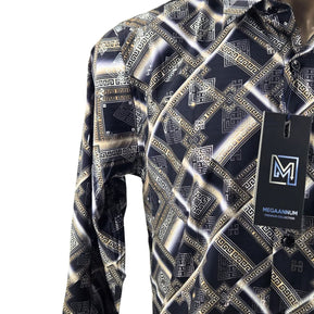 Megaannum - Men’s Slim Fit Printed Casual Shirt – Spread Collar