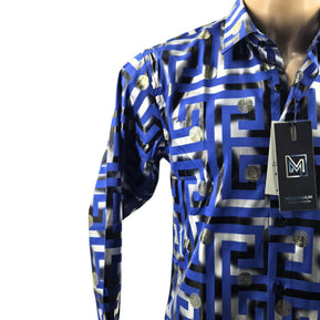 Megaannum - Men’s Slim Fit Printed Checkered Casual Shirt – Spread Collar