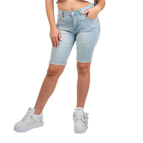 ChicaLuv - Women's High-Rise Stretchy Bermuda Cargo Shorts with Flap Pockets