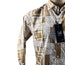 Megaannum - Geometric Print Slim Fit Long Sleeve Casual Shirt – Beige Gold
