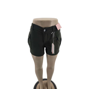 Chicaluv - Comfort Stretch Women’s High-Rise Cargo Shorts with Functional Side Pockets XV2050