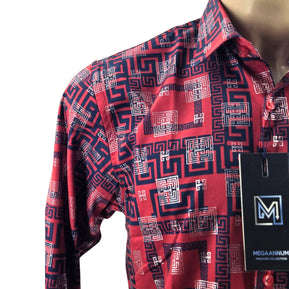 Megaannum - Men’s Printed Button-Down Shirt – Regular Fit Full Sleeve Casual Shirt