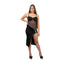 Chicaluv - Women's Rhinestone Mesh Side Slit Party Dress – V-Neck Spaghetti Strap Bodycon Evening Mini -XV936