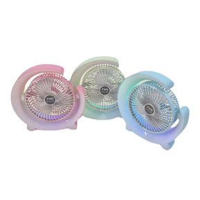 Familicasa - Stylish LED Desk Fan – Portable Colorful Quiet Fan with Soft Light & USB Power