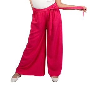 ChicaLuv - Women's High-Waisted Wide-Leg Trousers with Elastic Tie Waist & Pockets