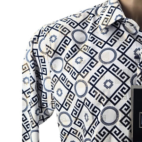 Megaannum - Men’s Printed Casual Shirt – Slim Fit Spread Collar