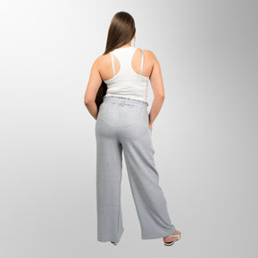 ChicaLuv - Women's High-Waisted Wide-Leg Trousers with Elastic Tie Waist & Pockets