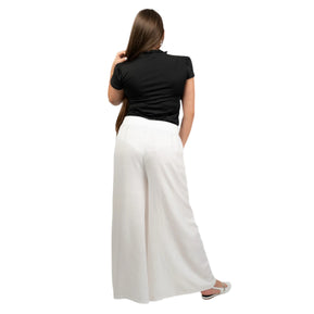 ChicaLuv - Women's Wide-Leg Paperbag Waist Pull-On Pants with Elastic Comfort