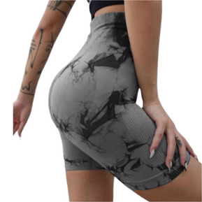 Chicaluv - Women's Tie-Dye High Waist Biker Bermuda Shorts – Stretch Fit with Tummy Control & Scrunch Butt Lift