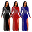 Chicaluv - Women’s Bodycon Formal Long Sleeve High Split Rhinestone Party Evening Dress