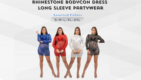 Chicaluv Rhinestone Bodycon Dress – Elegant Partywear long sleeves | Xtravalue