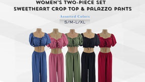 ChicaLuv Wholesale - Women's Off-Shoulder Crop Top & Palazzo Pants Set – Chic 2-Piece Co-Ord