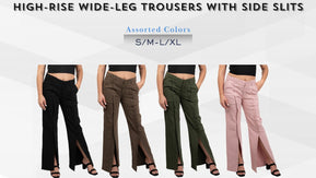 ChicaLuv Wholesale - High-Rise Wide-Leg Trousers with Side Slits