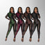 Chicaluv - Women's Glitter Mesh Jumpsuit – Shiny Sequin Bodycon Long Sleeve Club Outfit XV946