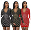 Chicaluv - Women's Long Sleeve Mesh Rhinestone Bodycon Party Dress – Sexy Clubwear