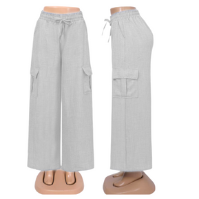Chicaluv - Women’s Cotton Trousers – Straight Fit Cargo Pants - XV0653