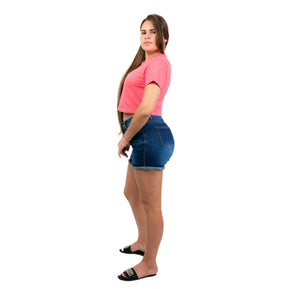 Women’s Washed Denim Shorts – Slim Fit Dark Blue XV2064
