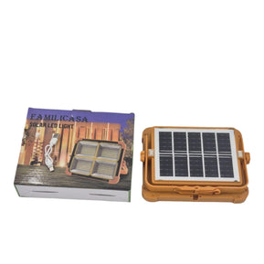 Familicasa 4-Panel Solar LED Light – Rechargeable Outdoor Flood Lamp with USB