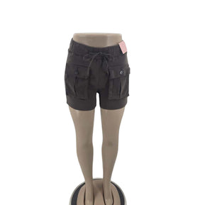 Chicaluv - Women's High-Rise Cargo Shorts – Regular Fit Utility Beach Walk Shorts XV2047