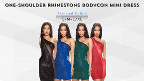 Chicaluv Wholesale - Women’s One-Shoulder Rhinestone Bodycon Mini Dress -XV943