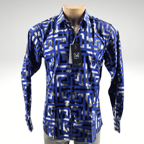 Megaannum - Men’s Slim Fit Printed Checkered Casual Shirt – Spread Collar