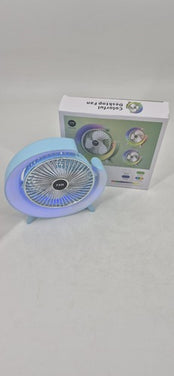 Familicasa - Stylish LED Desk Fan – Portable Colorful Quiet Fan with Soft Light & USB Power